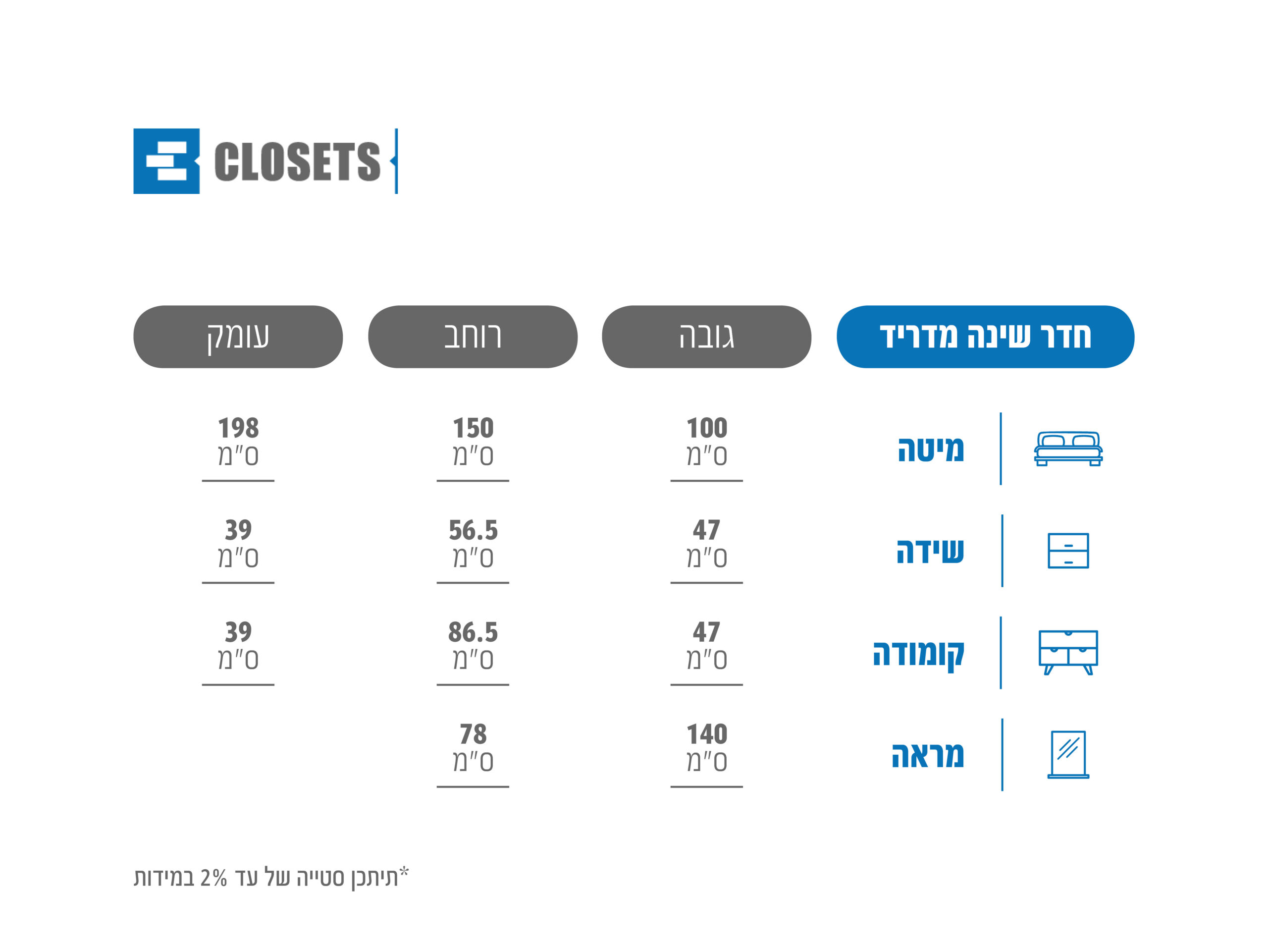 חדר שינה מדריד קומפלט